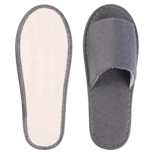 kuou Disposable Spa Slippers,12 Pairs Hotel Guest Slippers Grey Open Toes — view 4