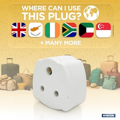 Status India to UK Power Adaptor, India to UK Travel Adapter for Visitors, White, Pack of 1 (INDIATOUKTAB112) — view 4