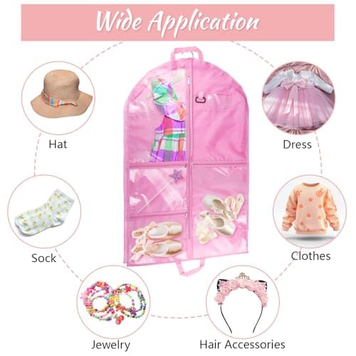 Dance Costume Bag, 40x24 inch Kids Suit Bag, Waterproof Hanging Dress Bags — view 6