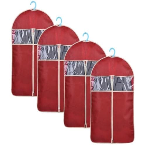 Embossed Clothes Cover Suit Storage Bag Size L Burgundy