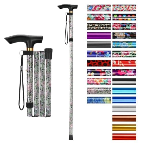 supregear Walking Stick - Adjustable Folding Walking Sticks for Women and Men - Lightweight Portable Collapsible Balancing Aid - Foldable Travel Cane for Ladies Elderly Adults, Grass Green