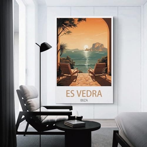 BaHeLs Es Vedra Ibiza Vintage Travel Posters Sunset 12x18inch(30x45cm) Canvas Wall Art Print Painting for Wall Decor Living Room Bedroom — view 3