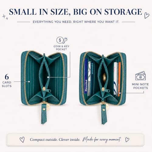 Small Purses for Women Faux Leather RFID Multi-Slot Card Wallet (Teal) — view 3