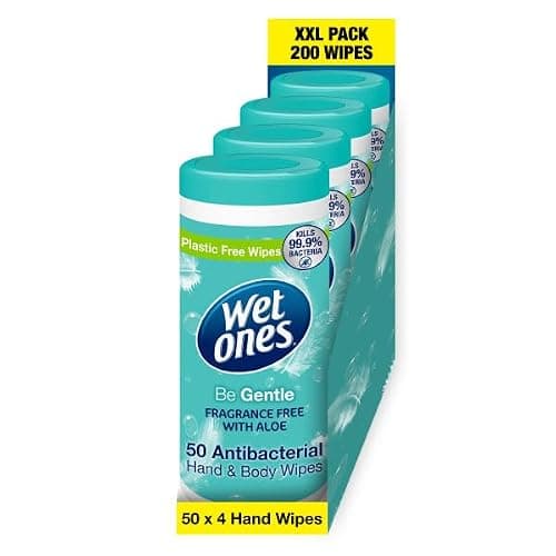 Wet Ones Be Gentle Canisters - Antibacterial Hand Wipes - 200 Wipes