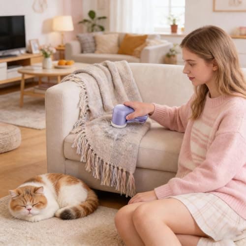 Electric Fabric Shaver: Motorized Battery, Cordless Pilling, Textile Mesh Piece | Portable Trimmer, Upholstery Grooming for Linen Furniture, Cushion, Scarf, Clothes, sof — view 2