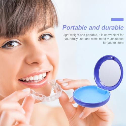 Zerodeko Portable Retainer Case with Mirror, ABS Blue Dustproof Storage Box — view 5