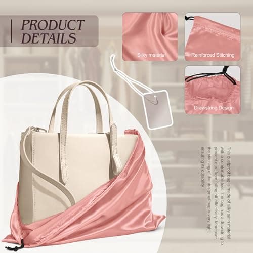 Manyshofu 7 Pcak Satin Dust Bags for Shoe Handbags Storage, Rose Gold, 19.6 x 15.7, Sotrage — view 2
