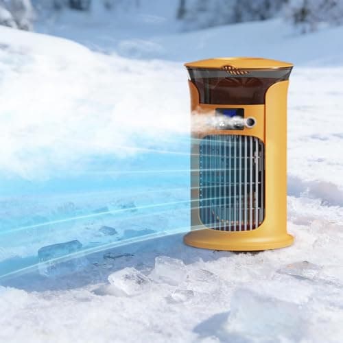 Portable Air Cooler Fan with Dual Mist, 3-Speed Cooling, USB Powered Mini Air Cooler with 7-Color LED Lights, 880ml Water Tank with LED Display, for Bedroom, Office, Travel, Quiet & Compact (Yellow) — view 5
