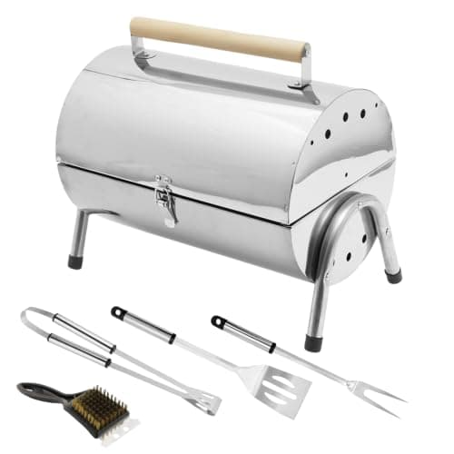 Tabletop Charcoal BBQ Portable Stainless Steel Folding Grill with Tools — view 3