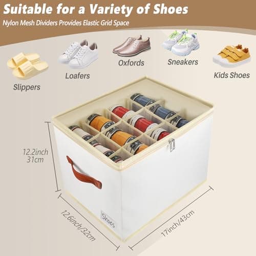 3 Pack Flexible Dividers Shoe Storage Boxes Fabric Organiser for Wardrobe — view 2