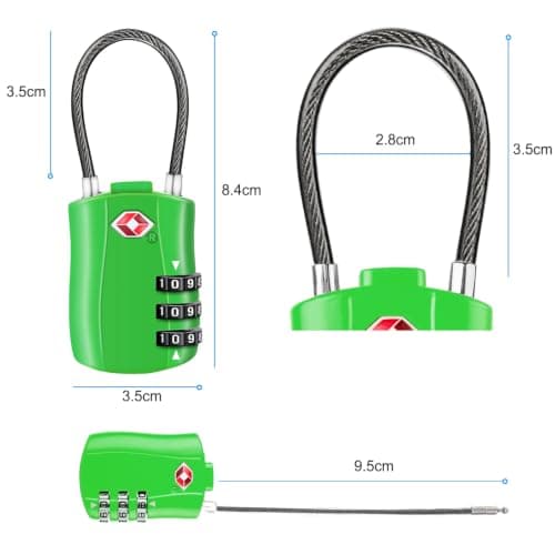 Diyife TSA Approved Luggage Locks with Flexible Steel Cable, Easy to Set up — view 6