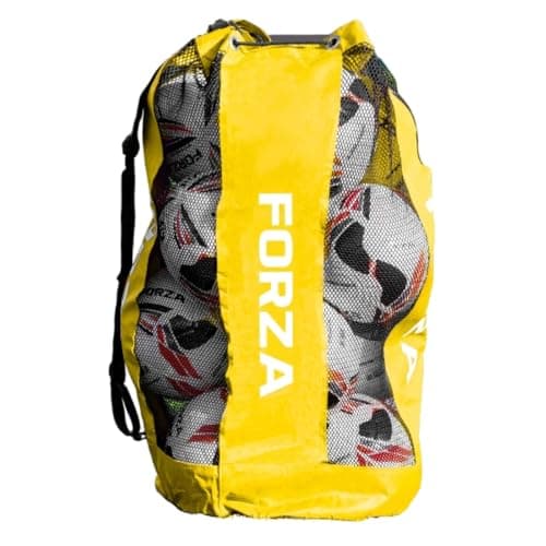 FORZA Premier Ball Carry Bag | Drawstring Football, Basketball, Netball & Volleyball Mesh Bag | 5 Colours - Heavy Duty Equipment Holdall | 12 Ball Capacity - New and Improved Design 2026 (Yellow)
