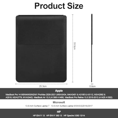 AOOSU 13.3-14 Inch Laptop Sleeve Case with Stand Feature, Sleeve Waterproof Slim Laptop Case with Adjustable Stand Function, Small Carry Bag Black — view 2