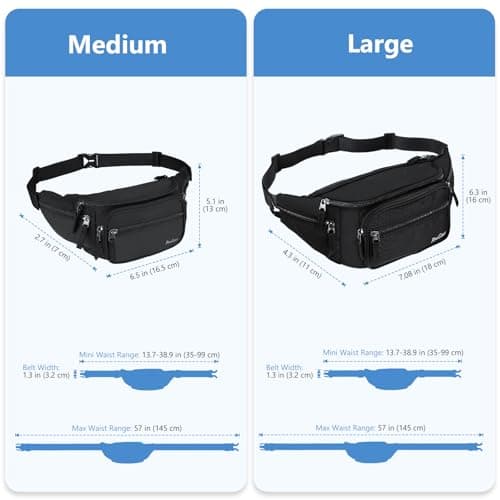 ProCase Bum Bag Waist Fanny Pack for Men Women Ladies with 6 Pockets and Adjustable Belt Large Dog Bumbag for Dog Walking Running Hiking Cycling Travel Holiday Festival Christmas Disney -Black, L — view 5