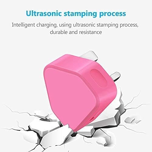 AMO® Charger Plug, UK 3 Pin Plug Charger, Adapter Compatible with Samsung Galaxy Compatible with iOSiPhone iOSiPad Sony Tab HTC Windows Phone Tablet Laptop and Many more (Bright Pink) — view 4