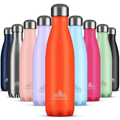 Mont-Clair Stainless Steel Water Bottle, Vacuum Insulated - BPA Free, 12h Hot & 24h Cold Drinks, Metal Water Bottle 500ml Leakproof, Ideal for Adult, Kids, Running - Orange