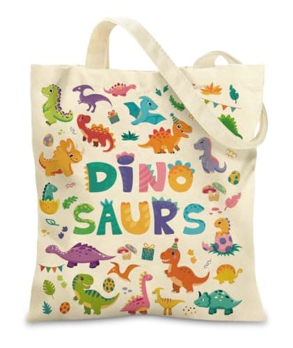Dinosaurs Canvas Tote Bags Kids - Cartoon Polyester Shoulder Bag Boys Girls