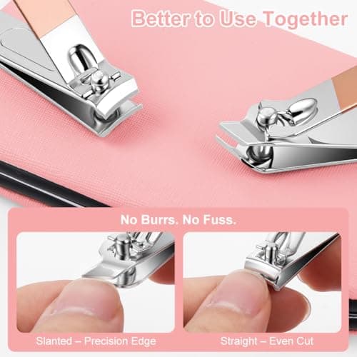 ALIIP Manicure Set 7-Piece Professional Nail Clipper Set with Leather Case, Portable Travel Nail Care Kit for Women, Stainless Steel Nail Grooming Kit for Home & Gifts,Pink — view 3