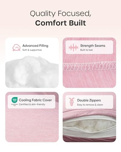 Nuliie Pregnancy Pillow for Sleeping, U Shaped (Cooling Light Pink) — view 6