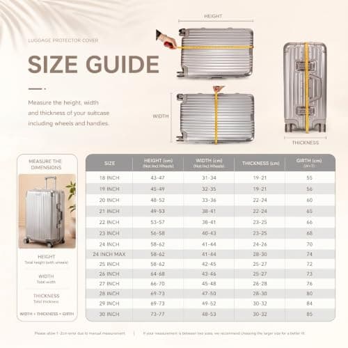 Kemay Clear PVC Luggage Cover Protector, Heavy Duty 0.2mm Thick with Black Trim, Waterproof Anti-Scratch Dustproof Freezeproof, Fits 20/24/28/30 Inch Wheeled Suitcases, Reusable for Airport Travel — view 2