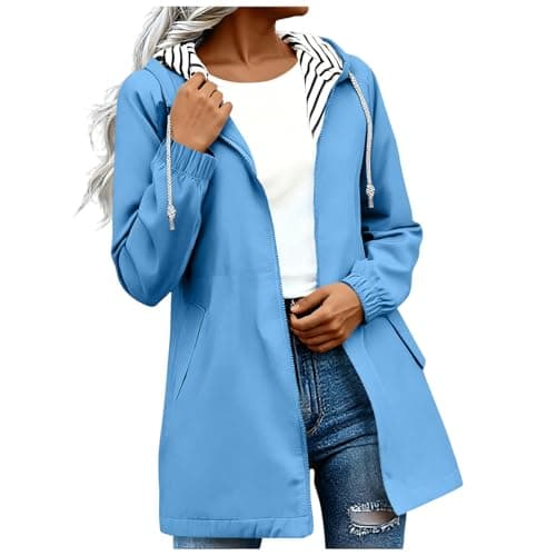 Womens Waterproof Jacket Lightweight Windbreaker Hooded Rain Coats
