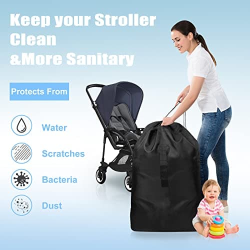 Lishang Travel Stroller Bag for Airplane Pram Cover Buggy Travel Bag Waterproof Gate Check Bag Pushchair Cover Storage Bag for Baby Child Kids Infant Strollers Large Portable — view 5
