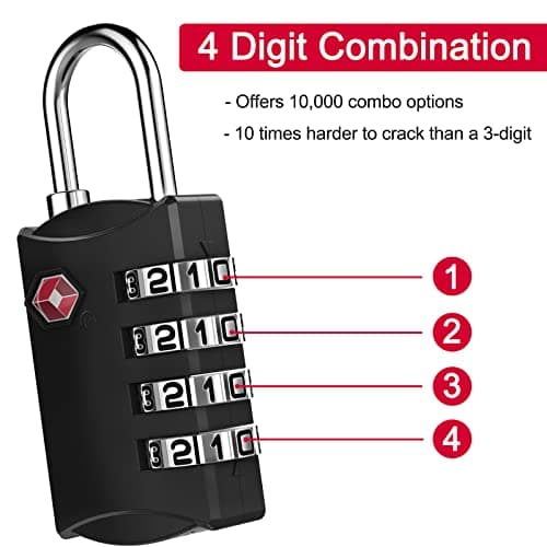 ZHEGE Suitcase Lock, TSA Approved Luggage Lock (Black) — view 4