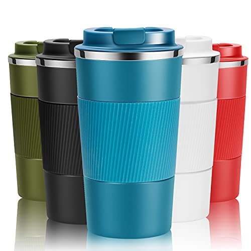 YINJOYI Travel Mug Reusable Coffee Cups Thermal Insulated Vacuum Insulation Smoothie Cup Stainless Steel Bottle for Hot Cold Drinks with Lid (Blue, 510ml)