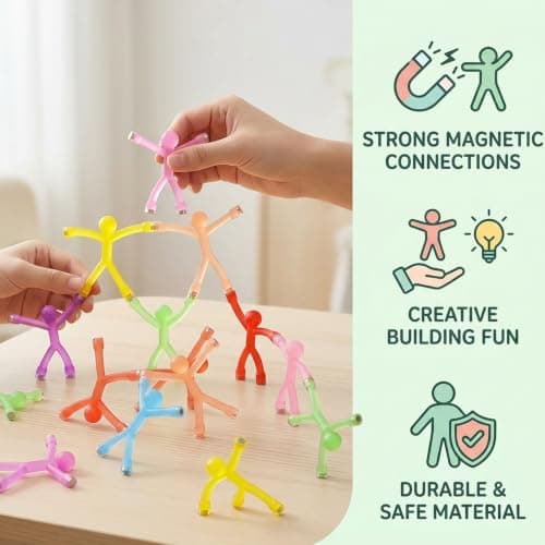 10Pcs Magnetic Men, Cute Magnetic People, Portable Travel Toys, Funny Magnet Men Fridge Fidget Toys Adults — view 3