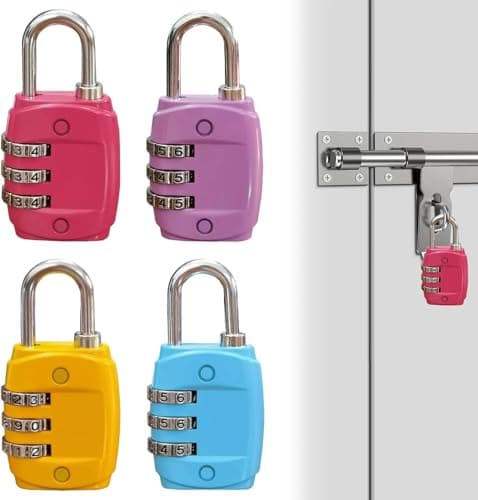 4-Piece Travel Luggage Locks Set, Compact & Secure Padlocks for Suitcases, Backpacks, and Lockers