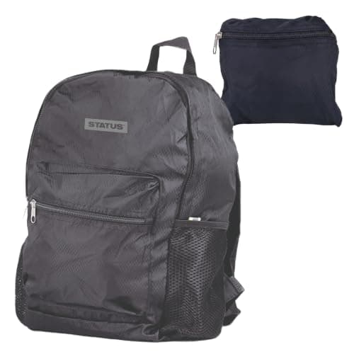 Status Foldable Travel Rucksack, Ultra Lightweight Packable Backpack for Outdoor Activities, Holidays & Day Trips, Black (STFRUCKSACK1PK6)