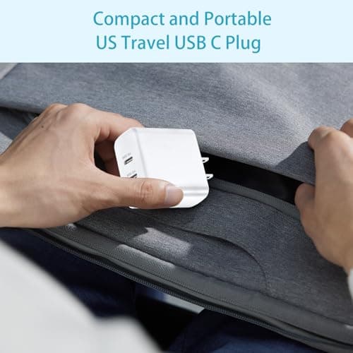 USA Travel Adapter Charger, American and Canada Plug Adapter Fast Charging with 2 USB C, 40W Double US Wall Adaptor USA Adaptor Plug Fast Charger Compatible with iPhone 17 16 15 14, Samsung Galaxy S26 — view 6