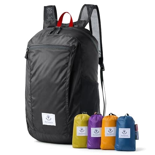 4Monster Packable Backpack Ultra Lightweight, Foldable Backpack Water Resistant, Hiking Daypack for Travel Camping Outdoor, Daily Walk-around, Cycling, Sports, Excursions(Black, 32L)