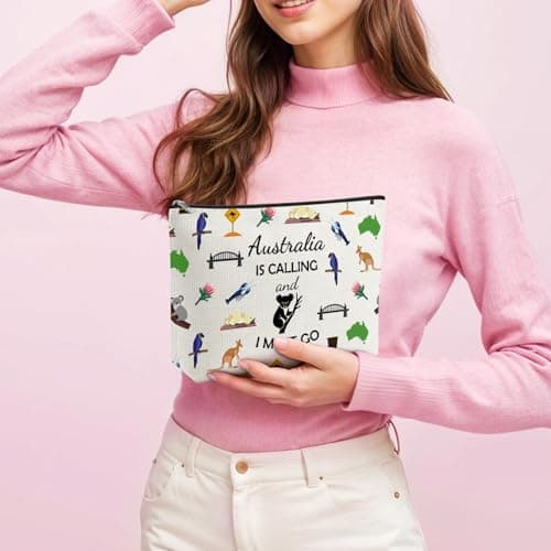 Australia Trip Gift Makeup Organizer Bag Austria Landmarks Gift Australian Vacation Lover Cosmetic Bag Travel Themed Gifts for Best Friend Sister Graduation Christmas Birthday Gifts Travel Pouch — view 5