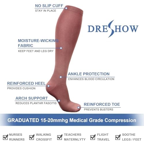 DRESHOW Compression Socks For Men & Women 3/7 Pairs is Best Support for Athletic,Running, Flight Travel,Cycling — view 6