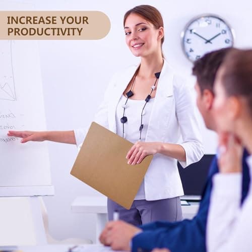 12 Pack A4 Kraft Paper File Folders, Square Cut Document Organisers with Business Card Slot, Presentation Folder for Office Reports, School Projects, Meeting Handouts (Brown) — view 6
