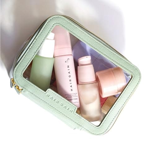 Hair Gain Cosmetics Bag | Travel Makeup and Toiletry Organizer | Large, Transparent, Portable, Waterproof | Vanity Case for Women and Girls - Mint Green — view 6