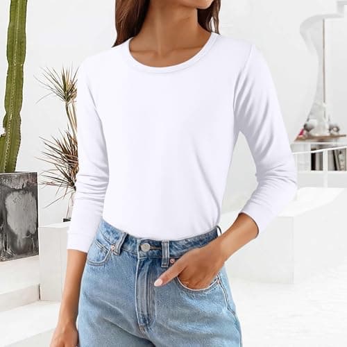 3 Pack Long Sleeve Tops Women Thermal Base Layers thermal tops womens underwear Slim Fit Warm Crew Neck Jumper Lightweight & Easy Care Shirts Ladies Soft Stretch fitted Pullover Top for Winter Spring — view 6