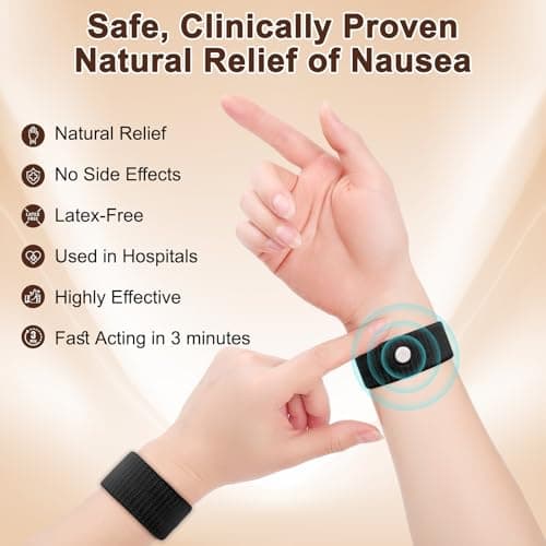 Travel Sickness Bands Pregnancy Nausea Relief Morning Sickness Relief Sea Sickness Acupressure Nausea Relief Band Motion Sickness Bracelets for Cruise-Black+Light Brown+Camel-3 Pairs — view 2