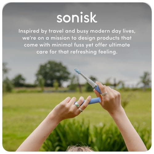 Sonisk Pulse | Battery Powered Electric Toothbrush | Portable Travel Size with Antimicrobial Sonic Technology | 1x Battery, 2X Brush Heads, 1x Travel Case Included (Pink Leopard) — view 4