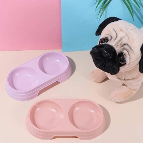 Cat Food and Water Bowl,Double Plastic Dog Bowl Pet Dish Cat Feeders for Small Medium Size Pet Puppy Travel Outdoor Feeding Eating Drinking(purple) — view 4