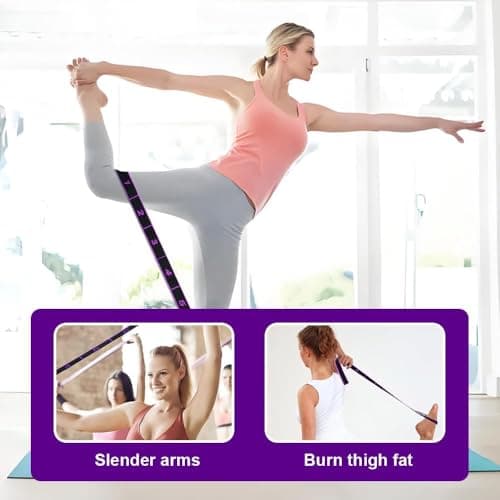 Stretching Yoga Band, An Adult Resistance Band for Gymnastics, Yoga, and Latin Training, Equipped with 8 Adjustable Loop Elastic Fabric Bands for Physical Therapy, Pilates, Dance, and Fitness — view 5