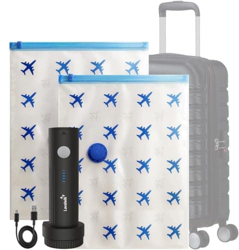 Lavatelli Vac-U-Set Travel Vacuum Set – USB-C Wireless Pump + 2 Bags 40×60 cm | Space-Saving Packing for 55×40×20 cm Cabin Trolley & Suitcase | Ryanair & easyJet Compatible