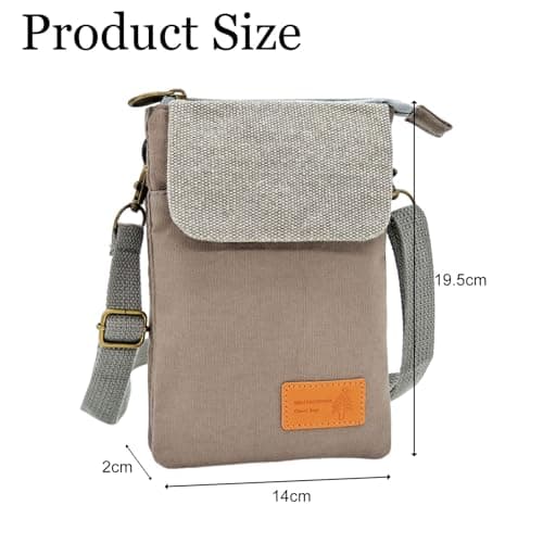 dogmoon Phone Bags for Women Crossbody, Mini Cross Body Bag with Adjustable Shoulder Strap, Cross Body Bag, Zipper Phone Bag, Lightweight Small Canvas Crossbody Phone Bag(light Gray) — view 4