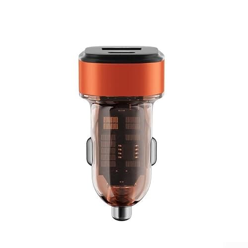 Transparent Dual USB Car Charger 52.5W High Speed Charging Adapter Mechanical Style for Phones Tablets Brown(Orange) — view 5