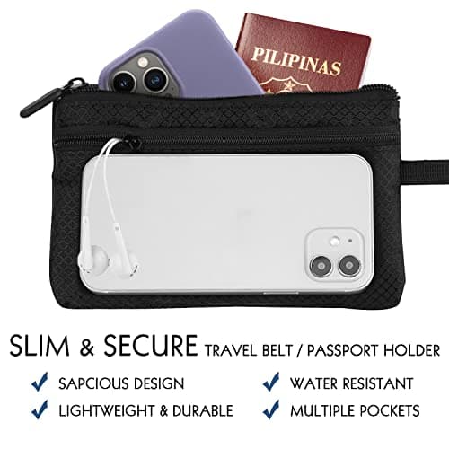Travel Wallet with Hidden Safe Pocket, Passport Wallet, Credit Cards and Travel Documents, Money Belt for Travel Women and Men Hidden, Black, One Size, Travel Wallte — view 3