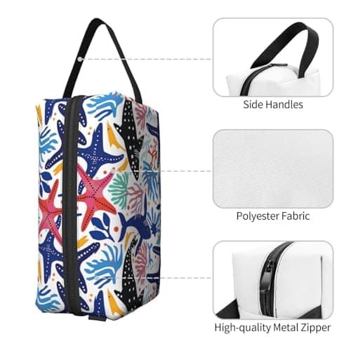 HSYOYO Travel Toiletry Bag for Women Men,Portable Hanging Toiletry Bag,Waterproof Dopp Kit Cosmetic Organizer,Large Capacity Shaving Bag Makeup Bag, Colorful Seastar Corals, One Size — view 2