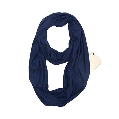 Ulalaza Infinity Scarf with Hidden Zipper Pocket Lightweight Travel Wrap for Women Girls