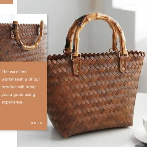 MINAOLULUS Straw Tote Bag Fashionable Woven Beach Bag for Women Lightweight Large Capacity Handbag for Shopping Summer Holiday — view 6