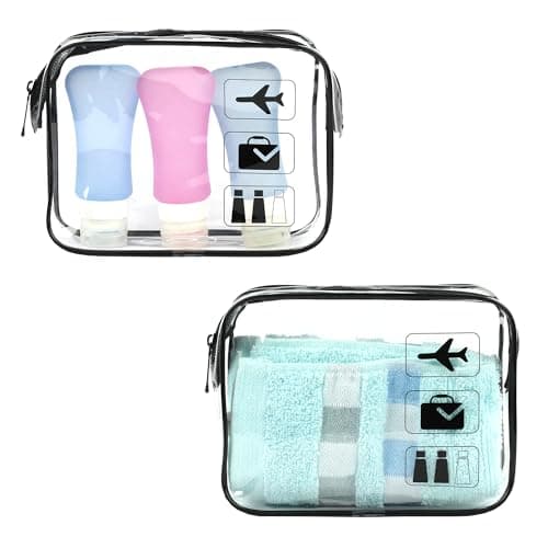 Clear Travel Toiletry Bag TSA Approved Airport Carry On Liquid Bag with Zipper Portable Waterproof Cosmetic Makeup Pouch for Women and Men (Black) — view 3